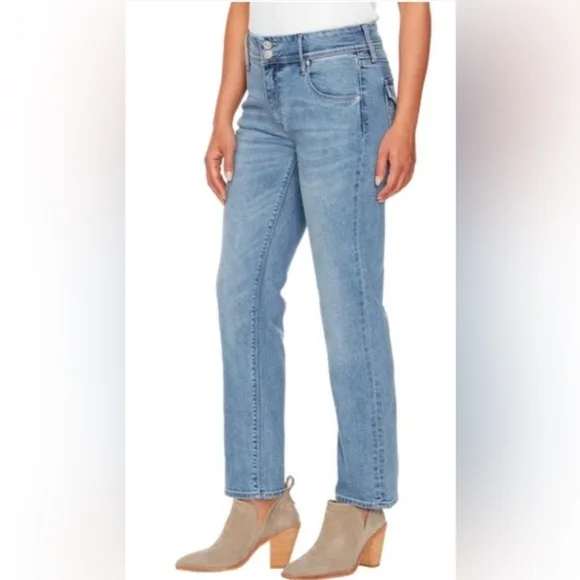 NWOT HUDSON Women's Mid-Rise Slim Straight Leg Jeans | ICY BLUE, 6/28 Inseam 27" - Picture 2 of 9